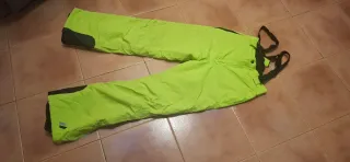 Pantalón de esquí verde neón con tirantes