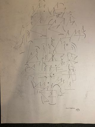 Dibujo abstracto original Da Deppo 1973