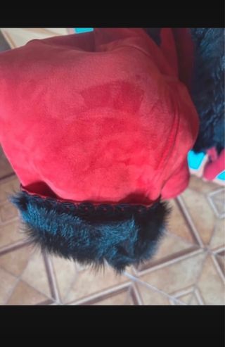 Montone Shearling in pelliccia rosso e nero