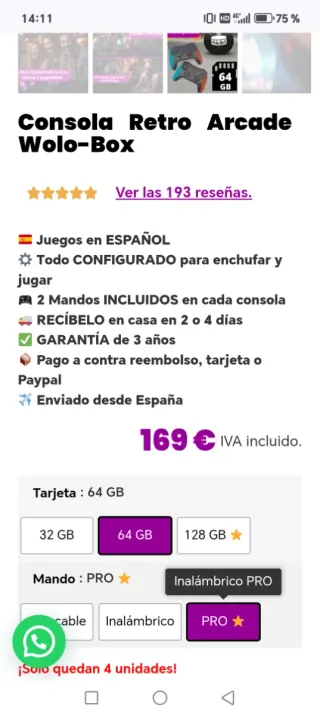 Videoconsola Wololo Arcade y android tv