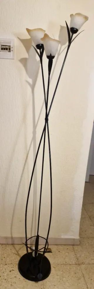 Lámpara de pie floral cristal y metal