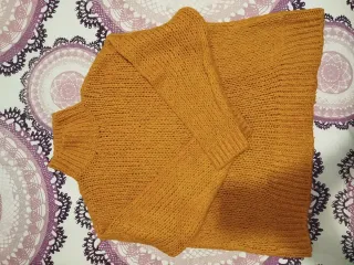 Jersey cuello alto mujer naranja