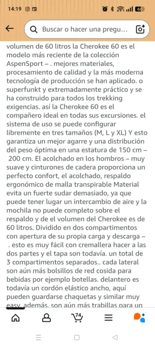 Mochila senderismo Aspen Sport Cherokee 60L