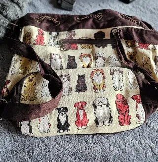 Bolso Mochila Perros Beige y Marrón