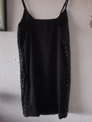 Vestido corto negro plateado talla 36