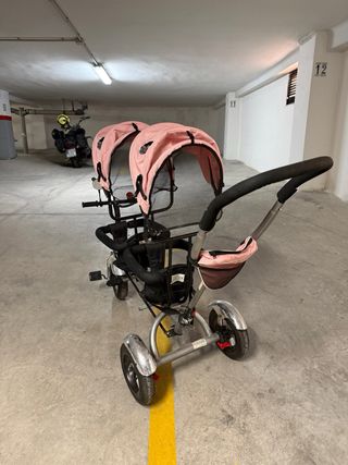 Triciclo doble rosa