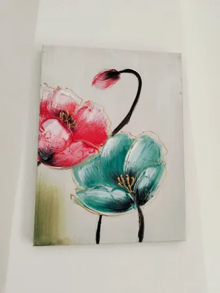 Quadro fiori rossi e verdi