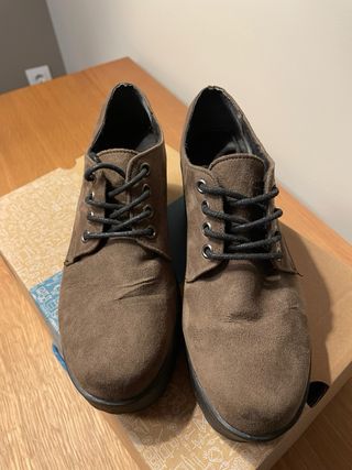 Zapatos marrones plataforma tacón talla 37