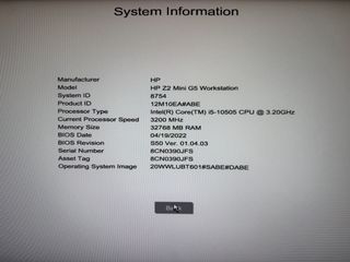 PC HP Z2 Mini G5 i5-10505 32gb RAM NVDIA Quadr 8gb