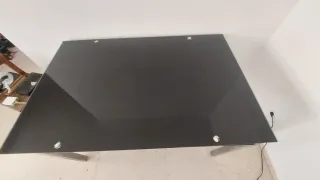 Mesa Comedor Cristal Negro y Metal