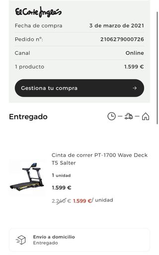 Cinta de correr Salter PT-1700