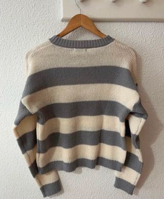Jersey Shein rayas beige y gris talla única