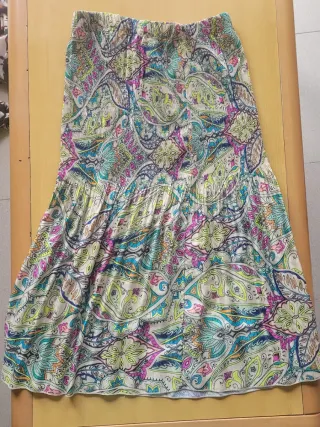 Falda larga estampada multicolor