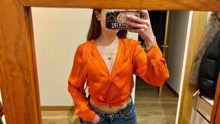 Blusa Mango Naranja Talla XS Veraniega
