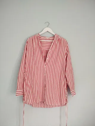 Camisa Zara Oversize Rayas Rojas y Blancas