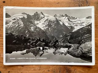Cartolina Cogne Laghetto Lauson e Stambecchi 1943