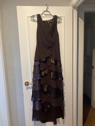Vestido de fiesta, largo marrón talla 38
