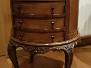 Original mesita auxiliar redonda antigua de madera