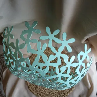 Frutero Metal Decorativo Verde y Blanco