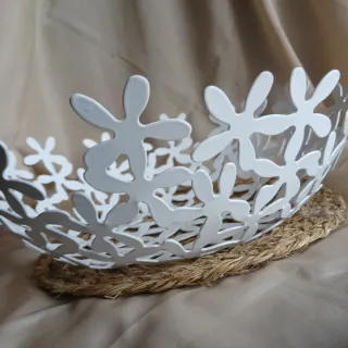 Frutero Metal Decorativo Verde y Blanco