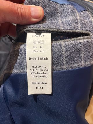 Americana Macson Gris Azulado Talla 54