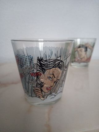 Pareja Vasos estilo Roy Lichtenstein