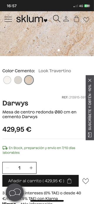 Mesa de centro Sklum piedra