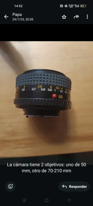 Objetivo cámara 50 mm