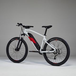 Bicicleta eléctrica MTB Rockrider E-ST 100 Blanco Rojo