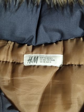 Parka H&M Azul Marino Talla 170 / S-XS Adulto