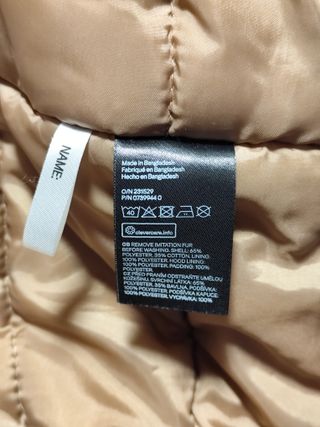 Parka H&M Azul Marino Talla 170 / S-XS Adulto