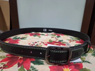 Cinturón de hombre negro con costuras verdes 100