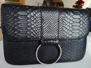 Bolso Negro Piel Verde Esmeralda