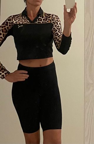 Camiseta Crop  Puma Deportiva Leopardo