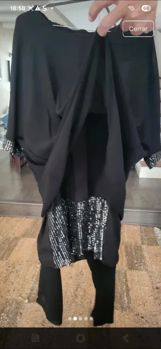 Traje pantalón negro lentejuelas