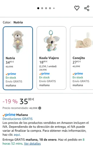 Nutria de peluche para bebé