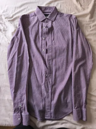 Camisa Zara Estampada Morado y Blanco