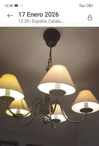 Lámpara techo tipo araña de forja. Estilo provezal