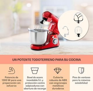 Robot Cocina Klarstein Rojo 1300W 5L