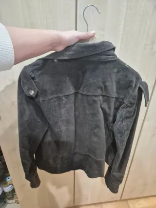 Chaqueta de ante gris mujer
