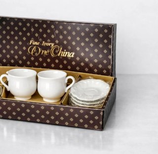 Set 2 Tazze Caffè Porcellana Bone China