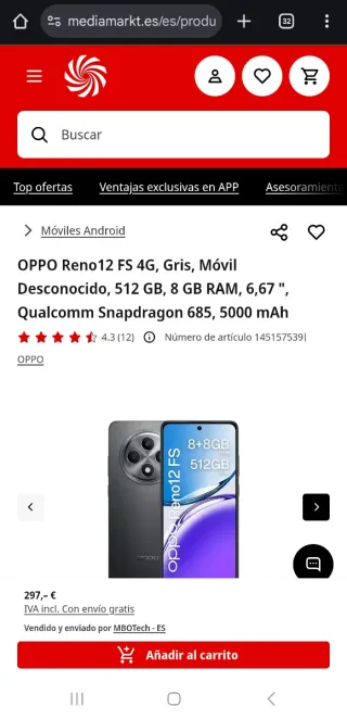 OPPO Reno12 FS grigio 512 GB 8 GB di RAM supporta 2T SD