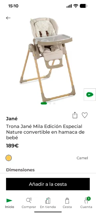 Trona hamaca Jané Mila ajustable