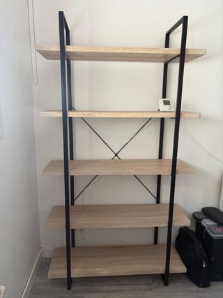 Estantería Madera y Metal Negra/Marrón