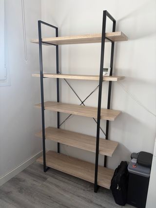 Estantería Madera y Metal Negra/Marrón