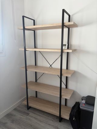 Estantería Madera y Metal Negra/Marrón