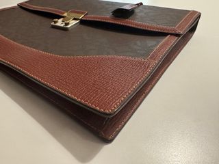 Portadocumentos Maletín Loewe Marrón y Dorado Piel