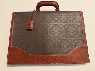 Portadocumentos Maletín Loewe Marrón y Dorado Piel