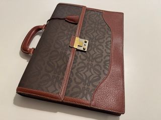 Portadocumentos Maletín Loewe Marrón y Dorado Piel