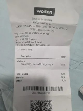 Cargador iPhone Apple Completo